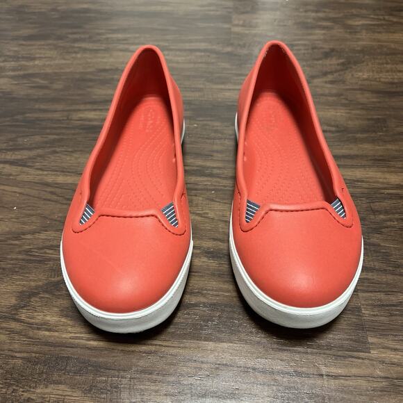 Crocs Citilane Dual Comfort Womens Ballet Red-White Flats Slip On Shoes Size 9 - Picture 1 of 10